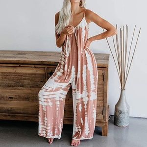 Tie Dye Wide Leg Jumpsuit Romper